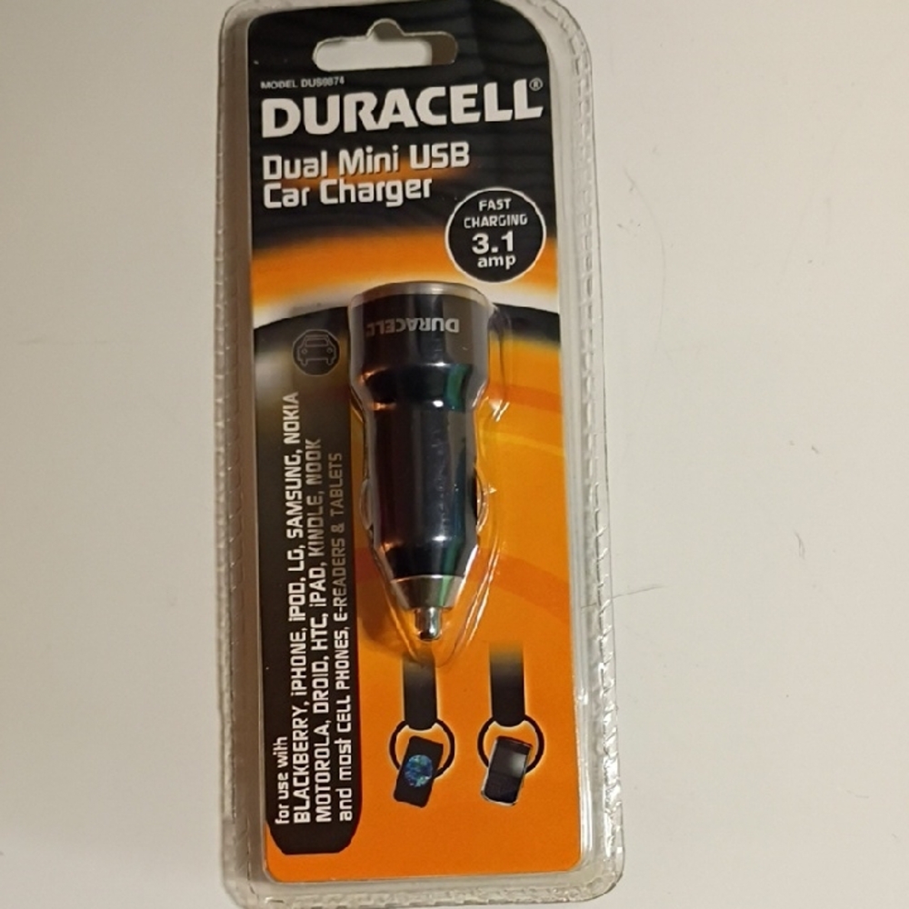 Black Dual Mini USB Car Charger